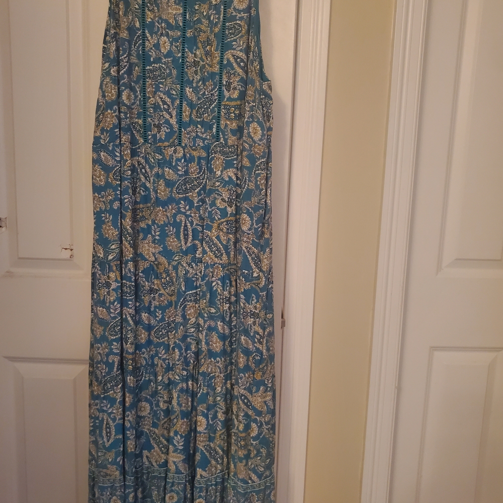 J. Jill Blue and Cream Maxi Dress